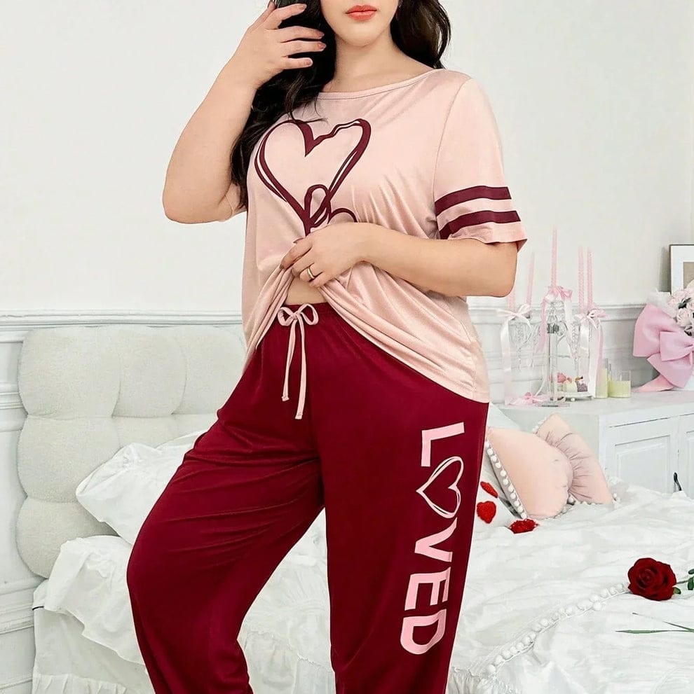 Two Heart Printed Night Suit