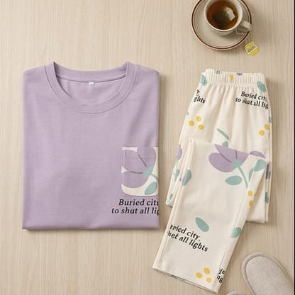 Women's Lavender Floral Pajama Set