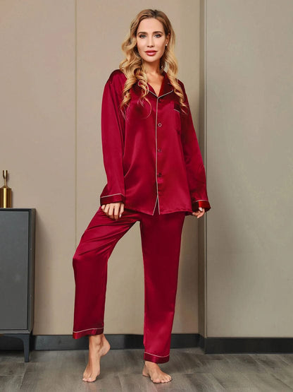 Pure Silk Pajama Set | Contrast Piping