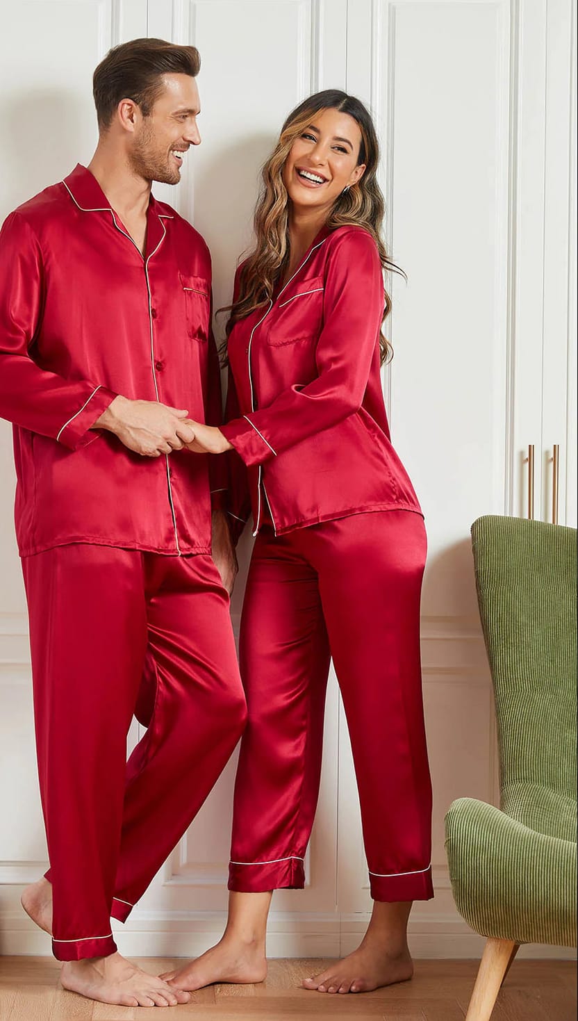 Midnight Silk Couple’s Nightwear Set