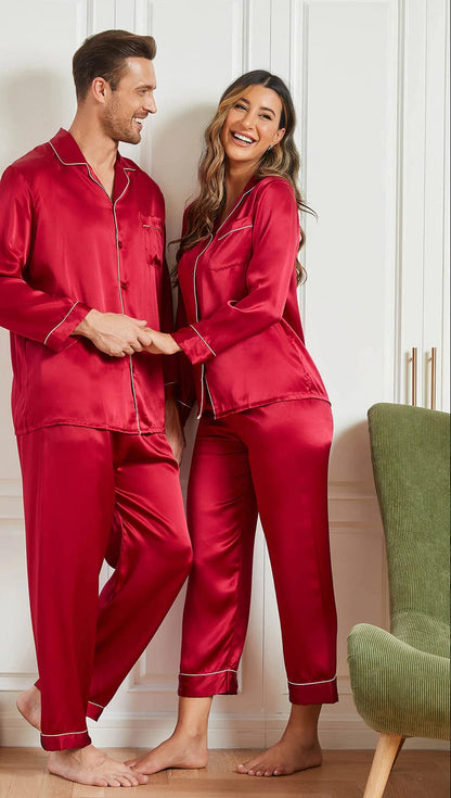 Midnight Silk Couple’s Nightwear Set