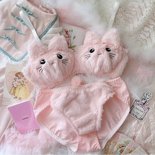 BEAR  Floral Appliqué Bra & Strappy Panty Set