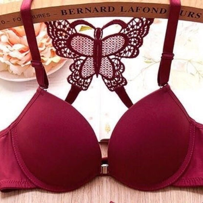 Pure Comfort Seamless No-Show Contour  Floral Embroidered Strappy Bra Set