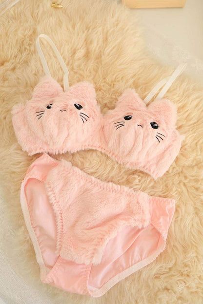 BEAR  Floral Appliqué Bra & Strappy Panty Set
