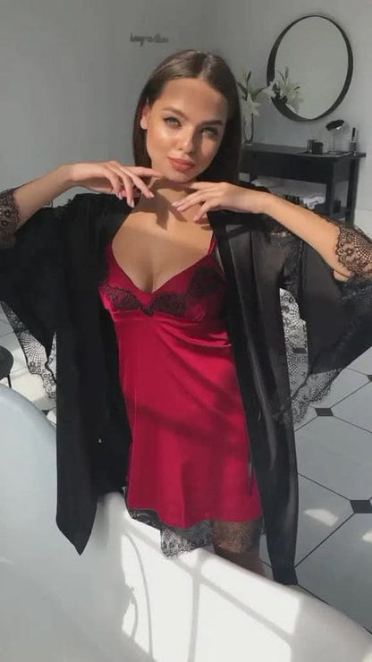 Ruby Nights Satin Loungewear Set