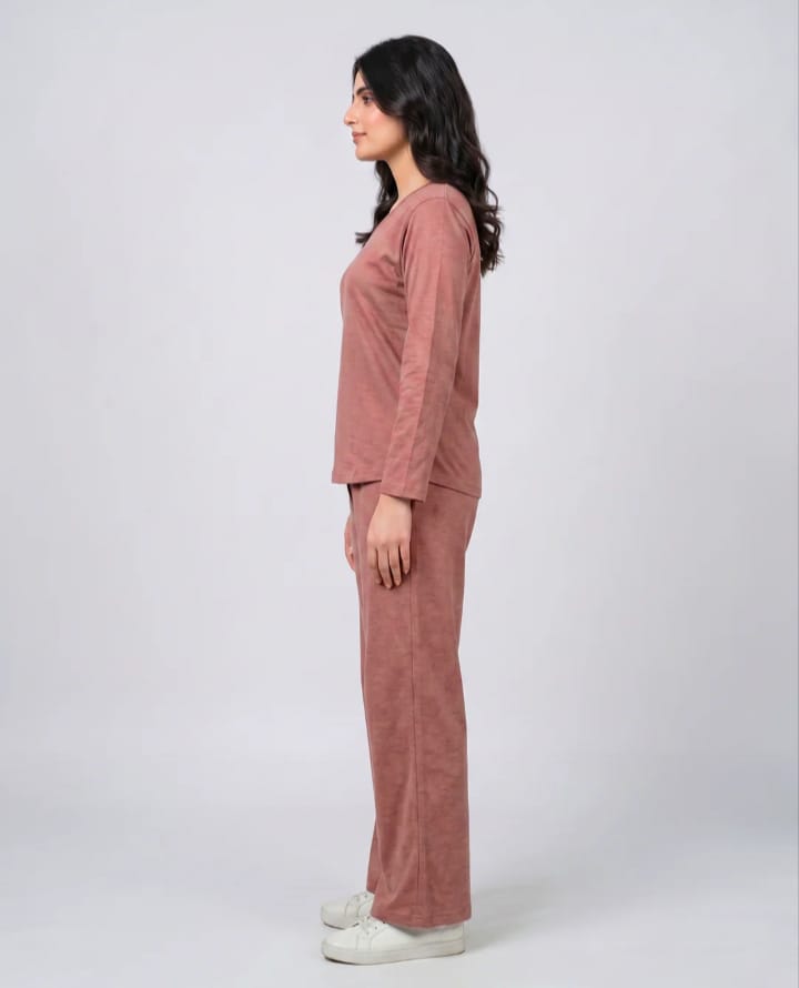 Women V-Neck Lounge Wear -Rusty
