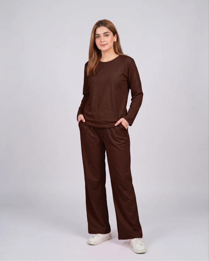 Women V-Neck Lounge Wear -Brown