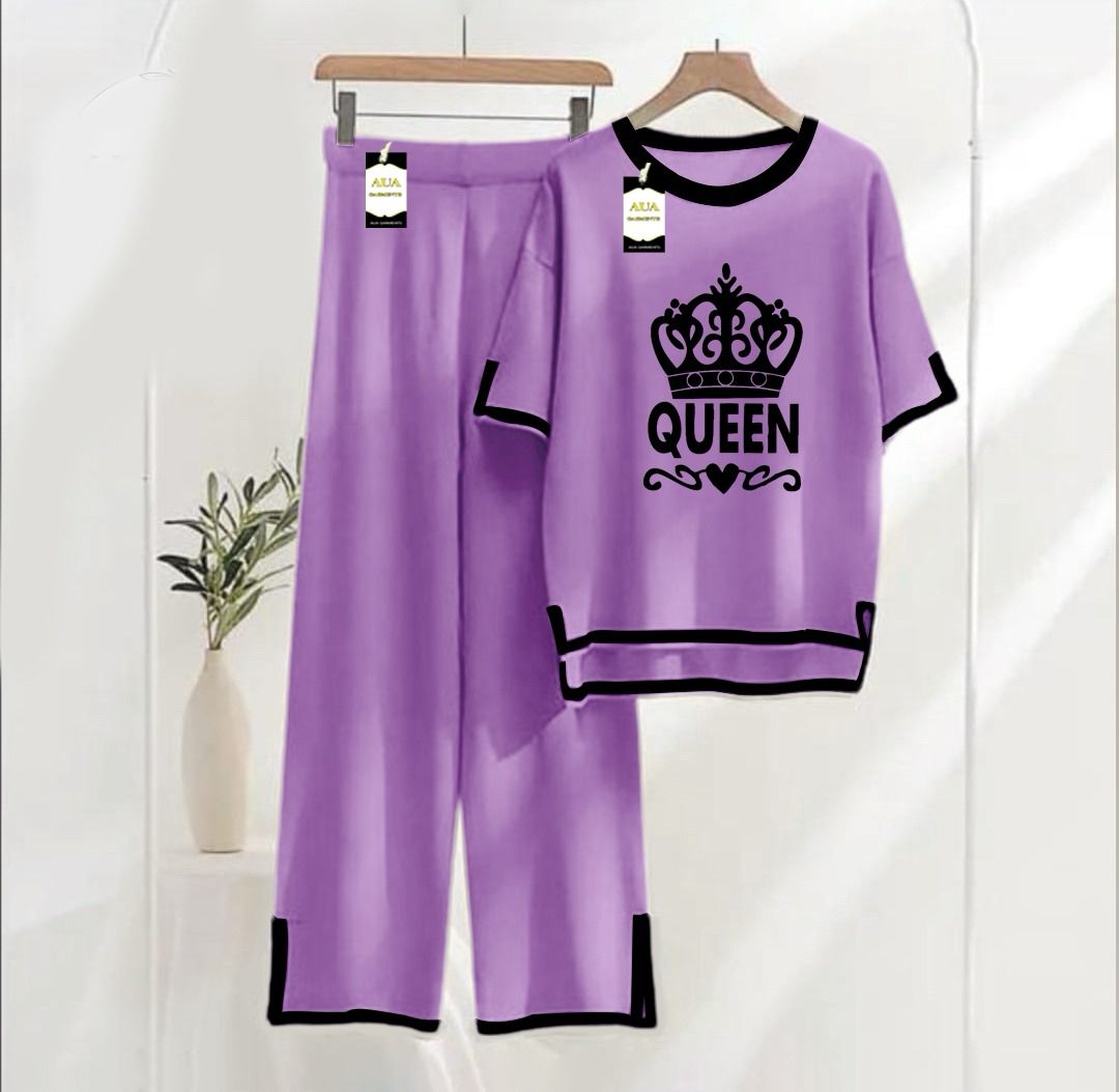 Purple Printed Turkish Winter Co-Ord Set for Women - Warm & Stylish Loungewear