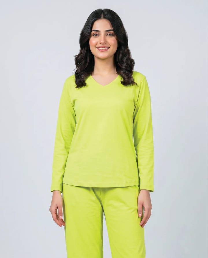 Women V-Neck Lounge Wear - Green