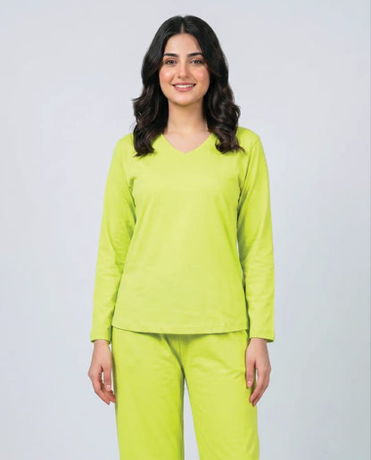 Women V-Neck Lounge Wear - Green