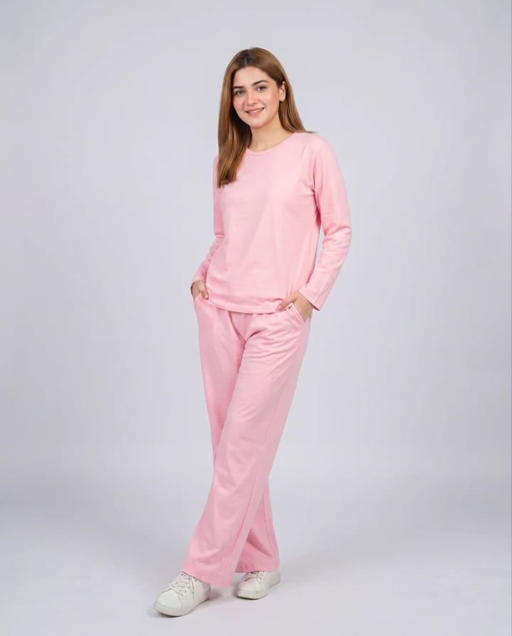 Women V-Neck Lounge Wear -Baby Pink