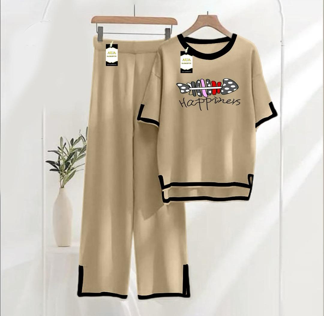 Beige Printed Turkish Winter Co-Ord Set for Women - Warm & Stylish Loungewear