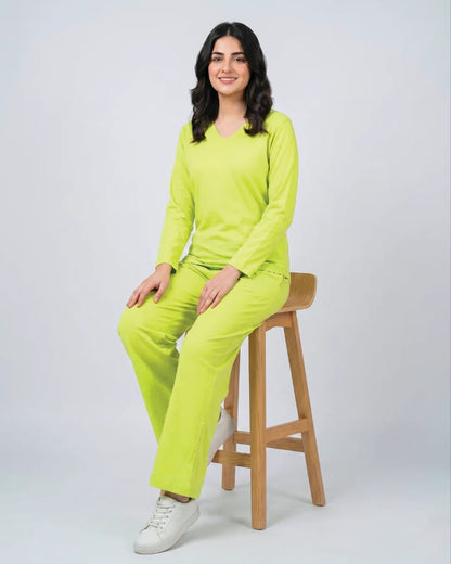 Women V-Neck Lounge Wear - Green