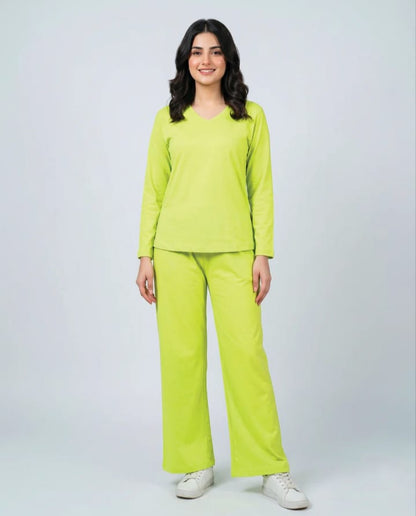 Women V-Neck Lounge Wear - Green