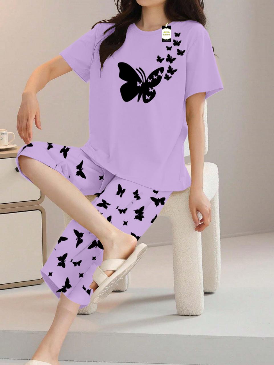 Printed Half-Sleeved Vest For Leisure Home Wear Female Sleepwear Night Dress