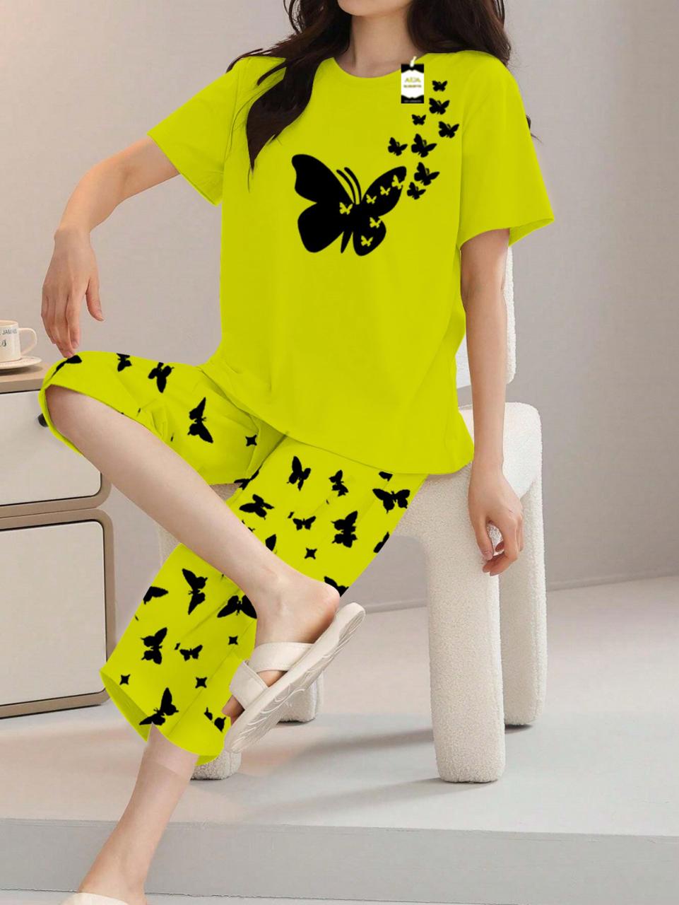 Printed Half-Sleeved Vest For Leisure Home Wear Female Sleepwear Night Dress