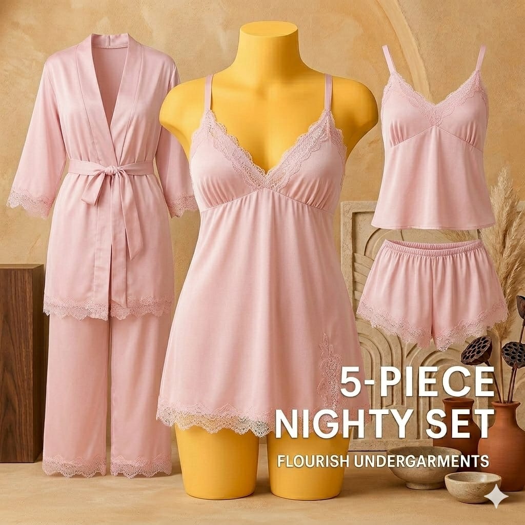 5 pices nighty set