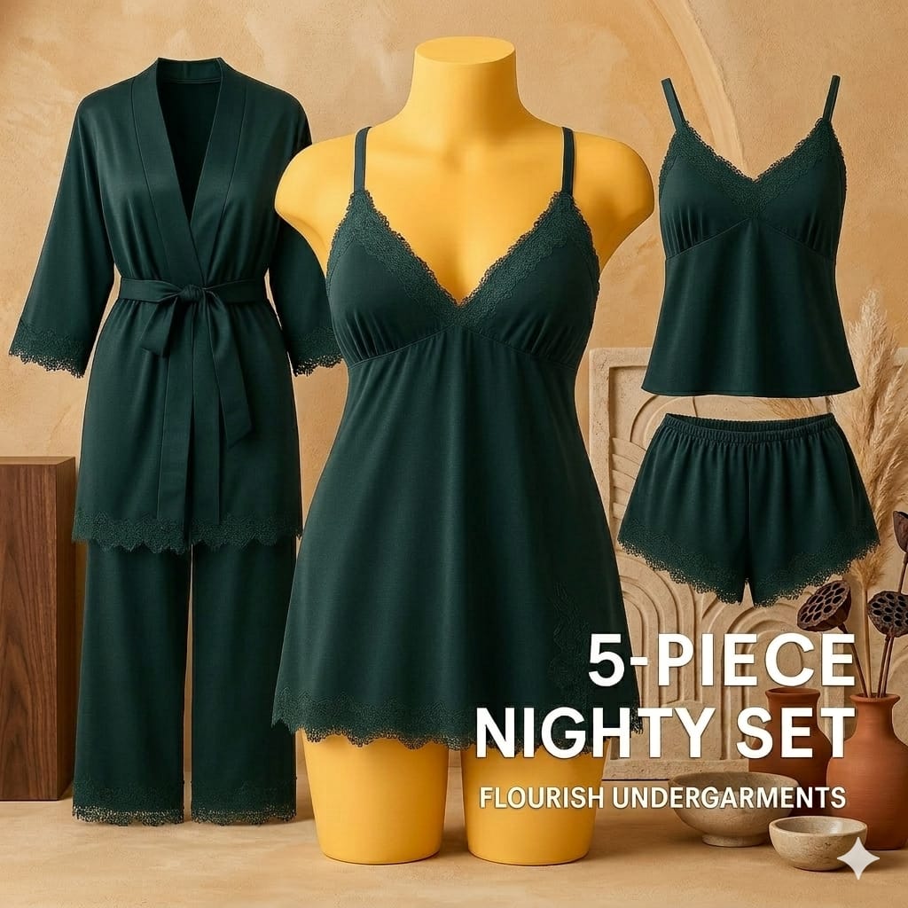 5 pices nighty set