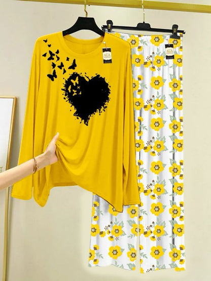 Stylish Sleepwear Set for a Cozy Night's Rest Wear With Multi Printed Set