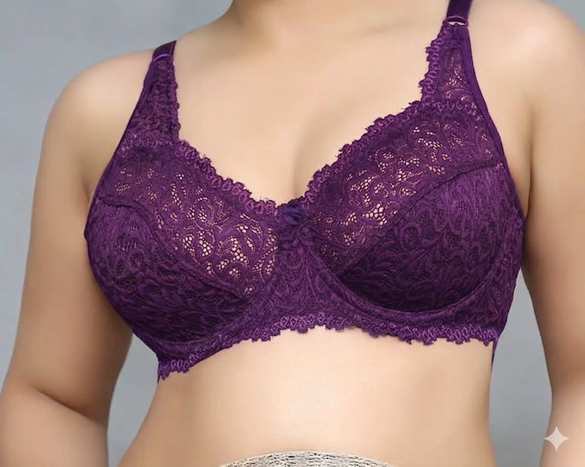 Elegance in Bloom: Deep Wine Full-Coverage Floral Lace Underwire Bra