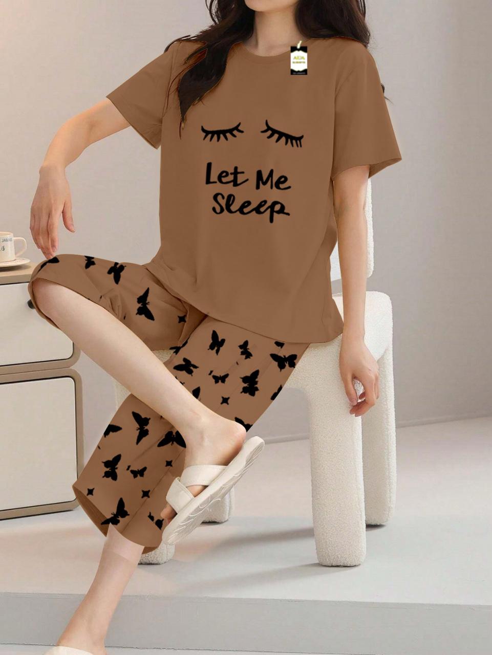 Printed Half-Sleeved Vest For Leisure Home Wear Female Sleepwear Night Dress