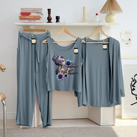 LADIES NIGHT SUIT

3 Pieces Inner Gawn + Trouser