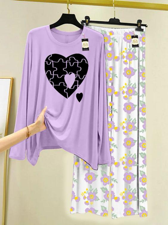 Stylish Sleepwear Set for a Cozy Night's Rest Wear With Multi Printed Set