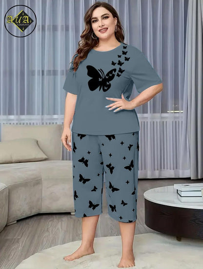 Printed Half-Sleeved Vest For Leisure Home Wear Female Sleepwear Night Dress