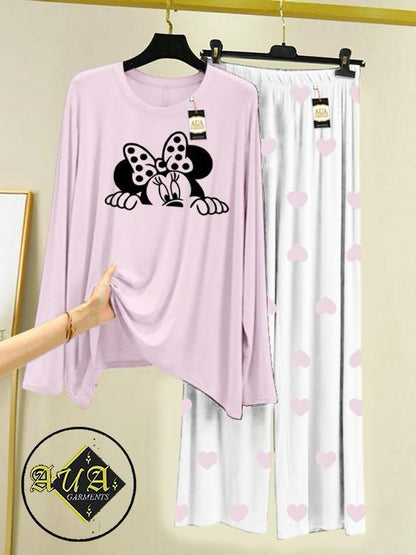 Stylish Sleepwear Set for a Cozy Night's Rest Wear With Multi Printed Set