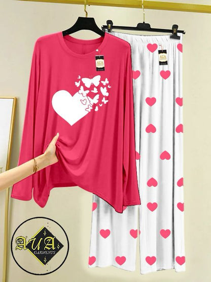 Stylish Sleepwear Set for a Cozy Night's Rest Wear With Multi Printed Set