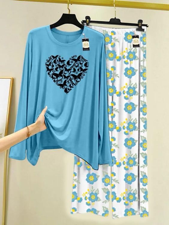 Stylish Sleepwear Set for a Cozy Night's Rest Wear With Multi Printed Set