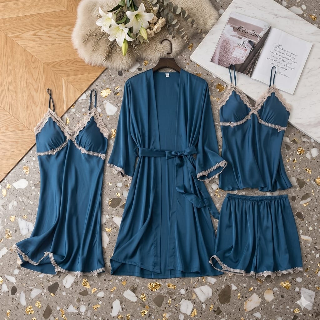 4 Pcs Designing Nighty For Women's With Gown
