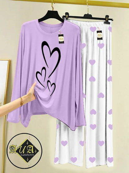 Stylish Sleepwear Set for a Cozy Night's Rest Wear With Multi Printed Set