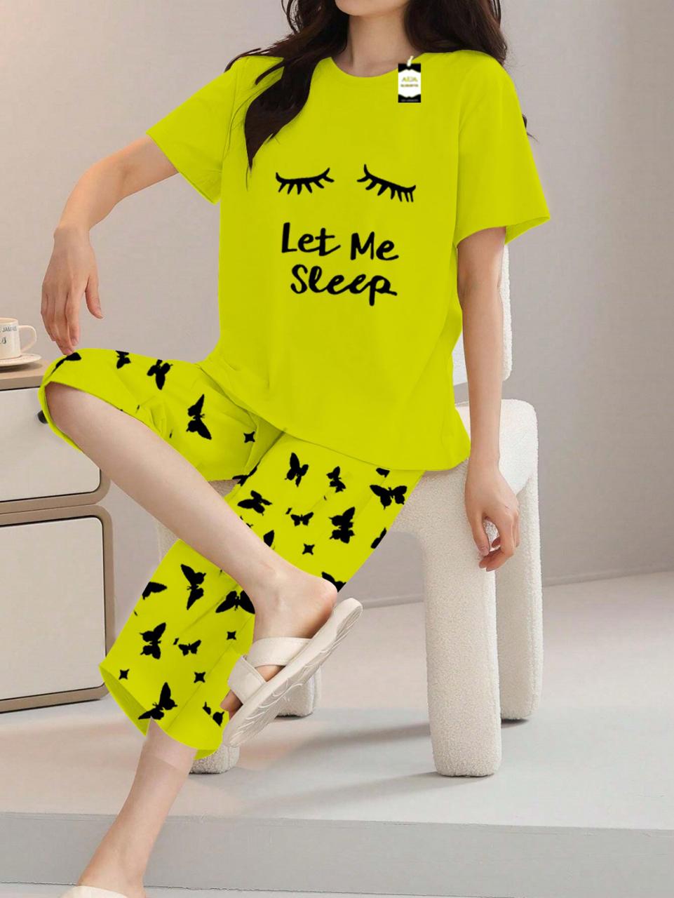 Printed Half-Sleeved Vest For Leisure Home Wear Female Sleepwear Night Dress