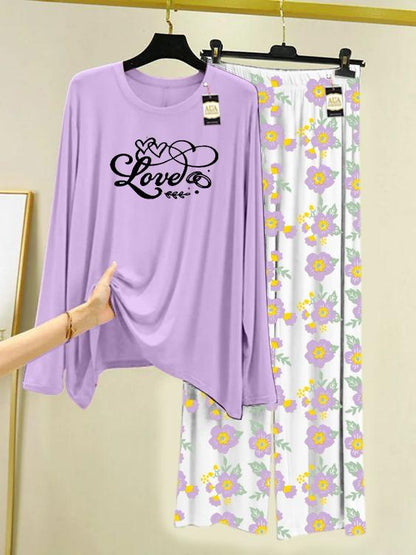 Stylish Sleepwear Set for a Cozy Night's Rest Wear With Multi Printed Set