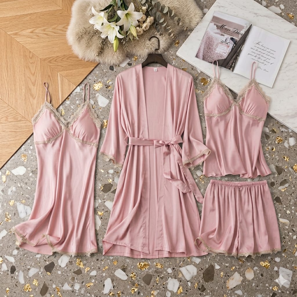 4 Pcs Designing Nighty For Women's With Gown