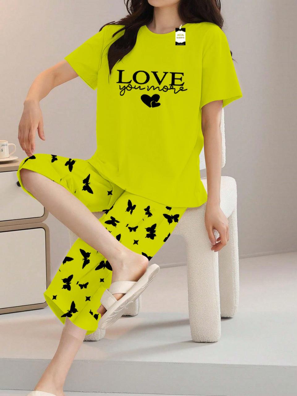 Printed Half-Sleeved Vest For Leisure Home Wear Female Sleepwear Night Dress