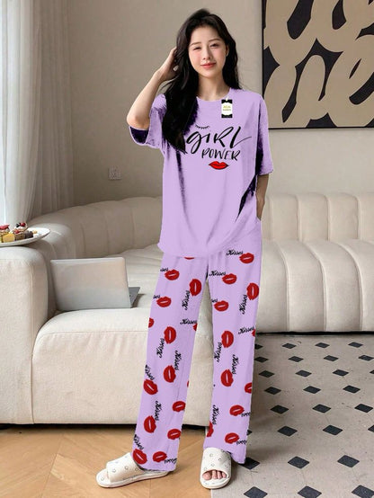 Stylish Sleepwear Set for a Cozy Night's Rest Wear With Multi Printed Set