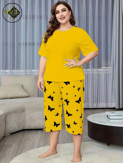 Printed Half-Sleeved Vest For Leisure Home Wear Female Sleepwear Night Dress