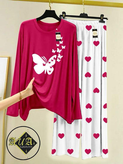 Stylish Sleepwear Set for a Cozy Night's Rest Wear With Multi Printed Set
