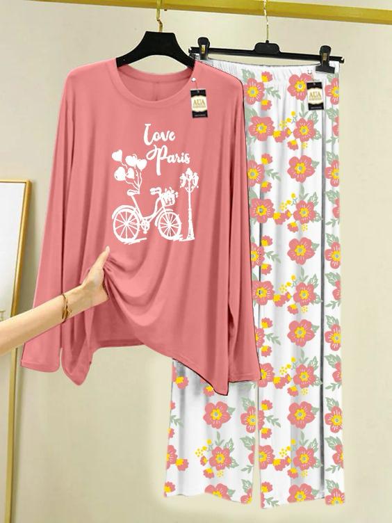 Stylish Sleepwear Set for a Cozy Night's Rest Wear With Multi Printed Set