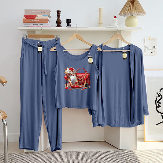 LADIES NIGHT SUIT

3 Pieces Inner Gawn + Trouser