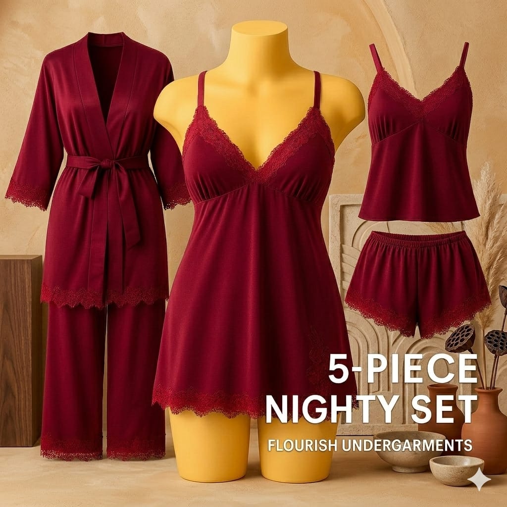 5 pices nighty set