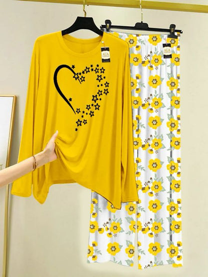 Stylish Sleepwear Set for a Cozy Night's Rest Wear With Multi Printed Set