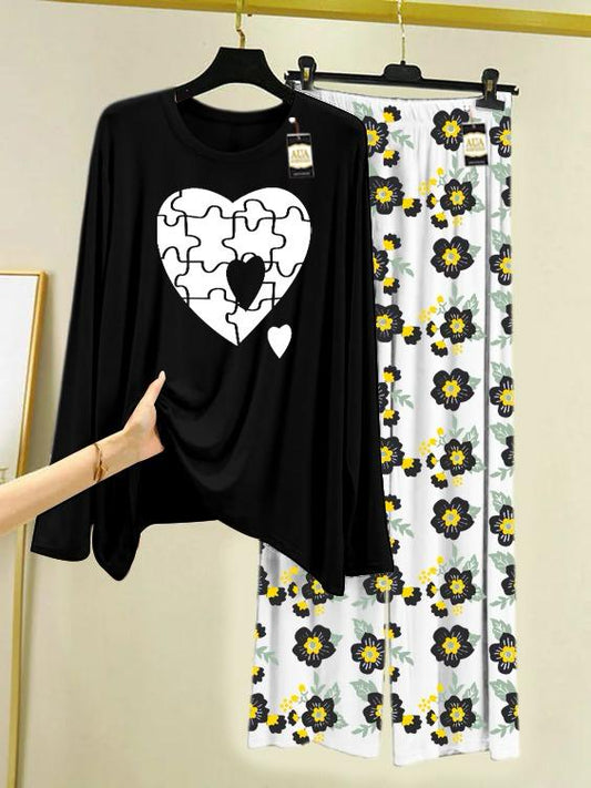 Stylish Sleepwear Set for a Cozy Night's Rest Wear With Multi Printed Set