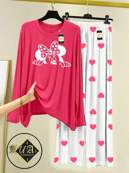 Stylish Sleepwear Set for a Cozy Night's Rest Wear With Multi Printed Set