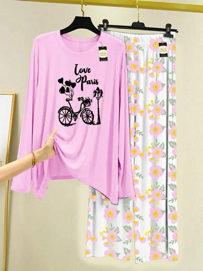 Stylish Sleepwear Set for a Cozy Night's Rest Wear With Multi Printed Set