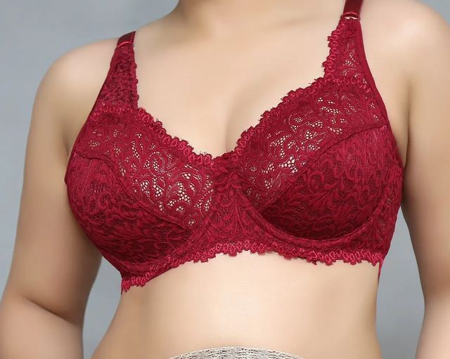 Elegance in Bloom: Deep Wine Full-Coverage Floral Lace Underwire Bra