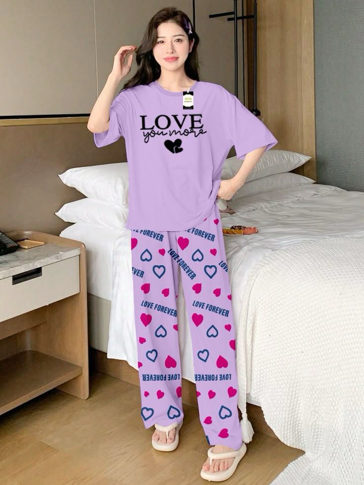 Stylish Sleepwear Set for a Cozy Night's Rest Wear With Multi Printed Set