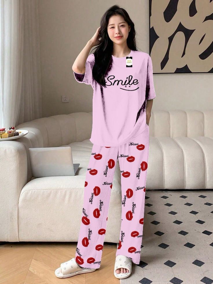 Stylish Sleepwear Set for a Cozy Night's Rest Wear With Multi Printed Set